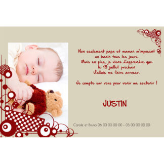 Faire part de baptême Justin