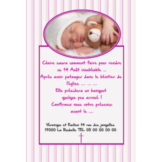 Faire part magnet baptême Claire
