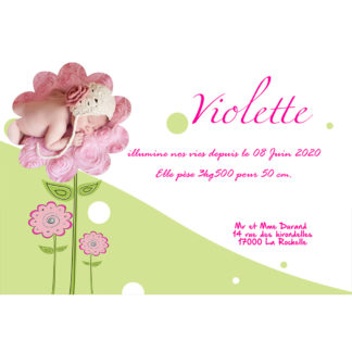 Faire-part magnet Violette