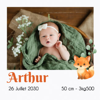 Faire-part magnet polaroid – petit renard